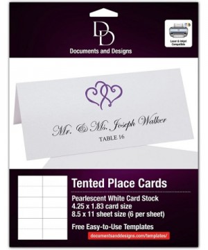 Linked Hearts Printable Place Cards- Purple- Set of 60 (10 Sheets)- Laser & Inkjet Printers - Perfect for Wedding- Parties- a...