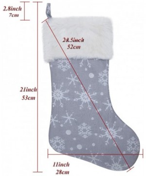 Grey White Snow Pattern 21 Inches Christmas Stocking Double Layers Gift Holders Xmas Holiday Party Mantel Decoration - Grey -...