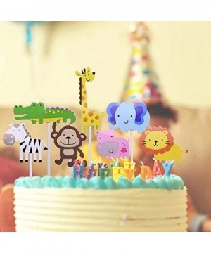 35 Pcs Jungle Safari Animal Cupcake Toppers Picks- Zoo Animal Cupcake Cake Toppers Picks for Kids Birthday Party- Baby Shower...