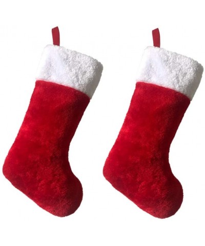Christmas Stockings 2 Pcs 20 inches Large Classic Red and White Extra Thick Plush Velvet Stocking for Family Holiday Xmas Par...