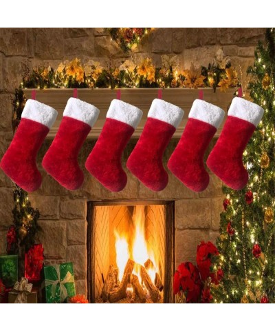 Christmas Stockings 2 Pcs 20 inches Large Classic Red and White Extra Thick Plush Velvet Stocking for Family Holiday Xmas Par...