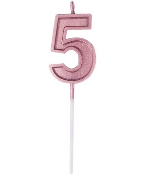 Multicolor Glitter Happy Birthday Rose Gold Number 5 Candles Cake Topper Decoration for Adults/Kids Party - Rose Gold Number ...