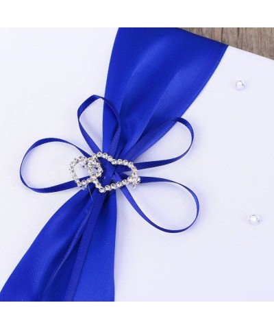 Wedding Guest Book and Pen Set Double Heart Rhinestone Decor Signature Book with Pen for Wedding Party Decorations - Blue - C...