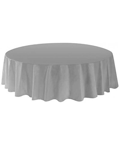 6-Pack Premium Plastic Table Cover Medium Weight Disposable Tablecloth-6PK Round 84"-Silver-TC58604 - Silver - CN1929DSDDI $1...