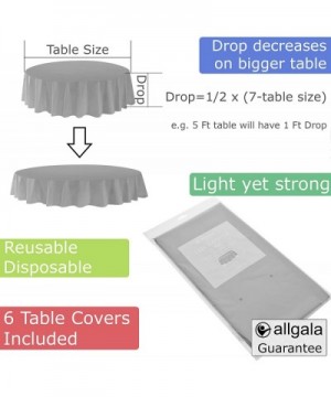 6-Pack Premium Plastic Table Cover Medium Weight Disposable Tablecloth-6PK Round 84"-Silver-TC58604 - Silver - CN1929DSDDI $1...