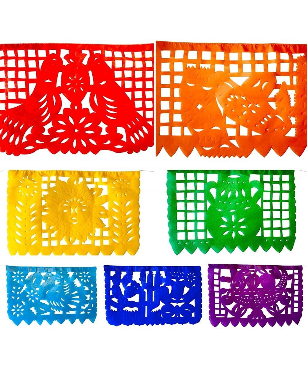 Mexican Fiesta Papel Picado Banner 2 Pack- Paper (33 Feet) Medium Size Rainbow Party Streamers - C718ZTZZMED $6.62 Banners & ...