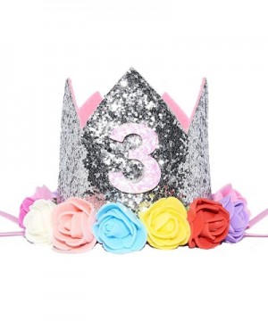 Glitter 1/2 1st 2 3 Birthday Princess Flower Floral Crown Tiara Cake Smash Photo Prop - Silver Flower 3 - CS187ZARTN2 $7.84 P...
