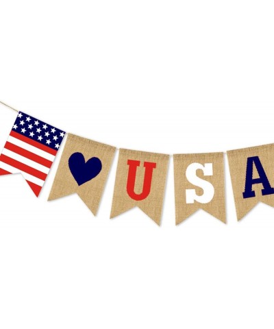 Burlap USA Banner American Independence Day Party Supplies 4th of July Mantel Fireplace Decoration - CR196Y2GLRT $6.36 Banner...