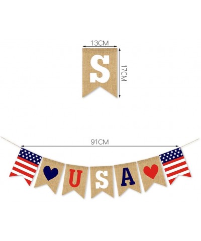 Burlap USA Banner American Independence Day Party Supplies 4th of July Mantel Fireplace Decoration - CR196Y2GLRT $6.36 Banner...