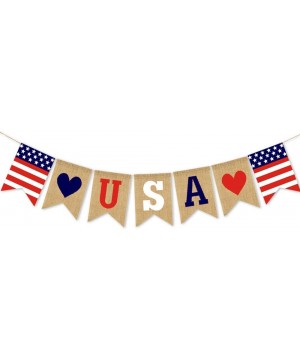 Burlap USA Banner American Independence Day Party Supplies 4th of July Mantel Fireplace Decoration - CR196Y2GLRT $6.36 Banner...