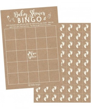 25 Rustic Kraft Bingo Game Cards For Baby Shower- Bulk Blank Bingo Squares- PLUS 25 Pack of Baby Feet Game Chips- Funny Baby ...