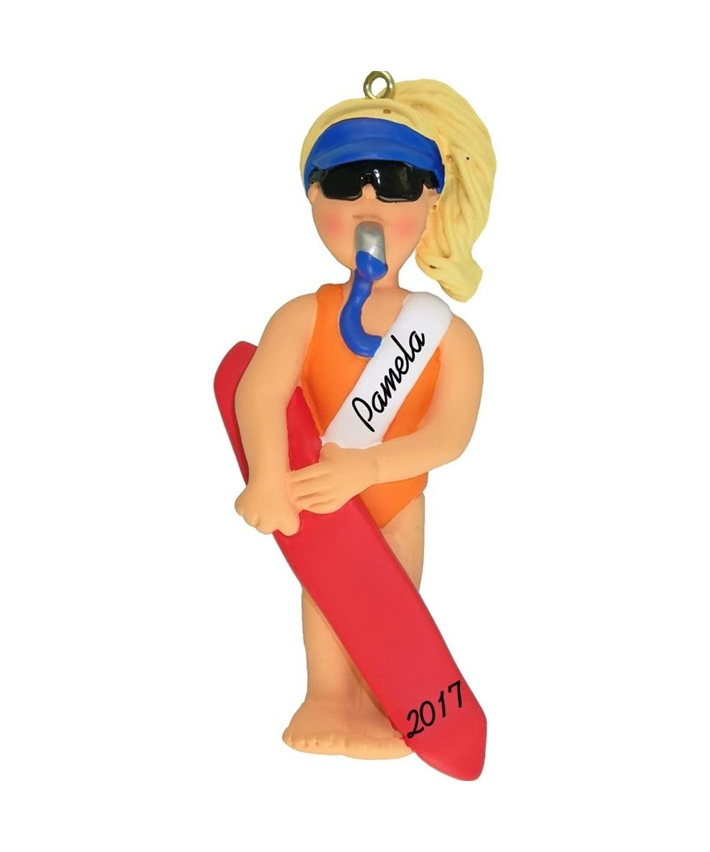 Lifeguard Personalized Christmas Ornament - Female - Blonde Hair - 4" Tall - Handpainted Resin - Free Customization - CF12NRH...