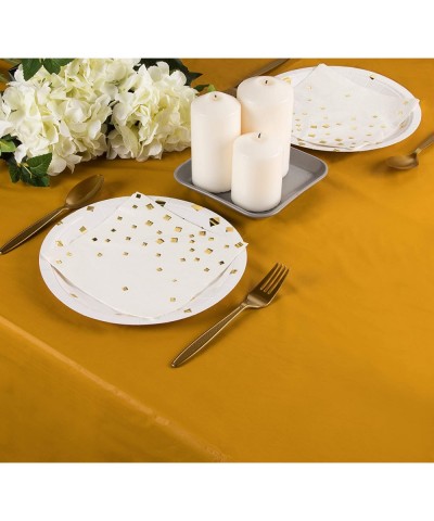 Mustard Yellow Plastic Tablecloth - 3-Pack 54 x 108-Inch Rectangle Disposable Graduation Table Cover- Fits up to 8-Foot Table...