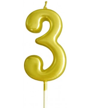 Gold Number Candles Numbers 3rd Three Number 3 Champagne Candle Glitter Happy Birthday Numeral Cake Topper Decoration for Adu...