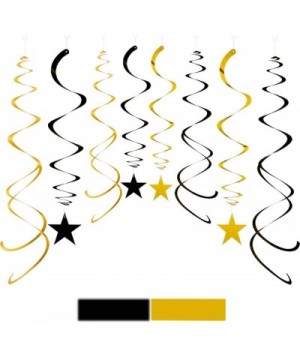 Gold and Black Star Party Swirl Decorations-Foil Ceiling Hanging Party Decorations- Whirls Decorations-Pack of 30 - Star gold...