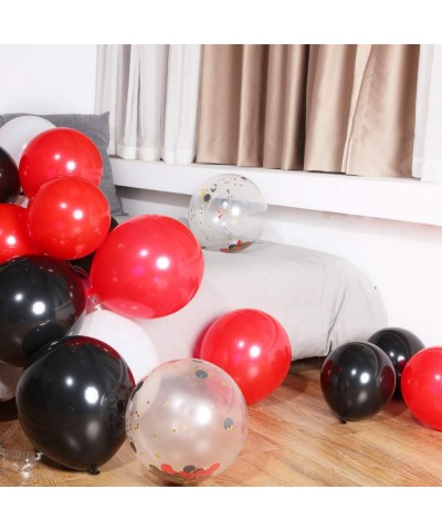 90 Pieces 12 Inch White Black Red Balloons Black Red Confetti Balloons for Birthday Wedding Holiday Party Supplies (White Bla...