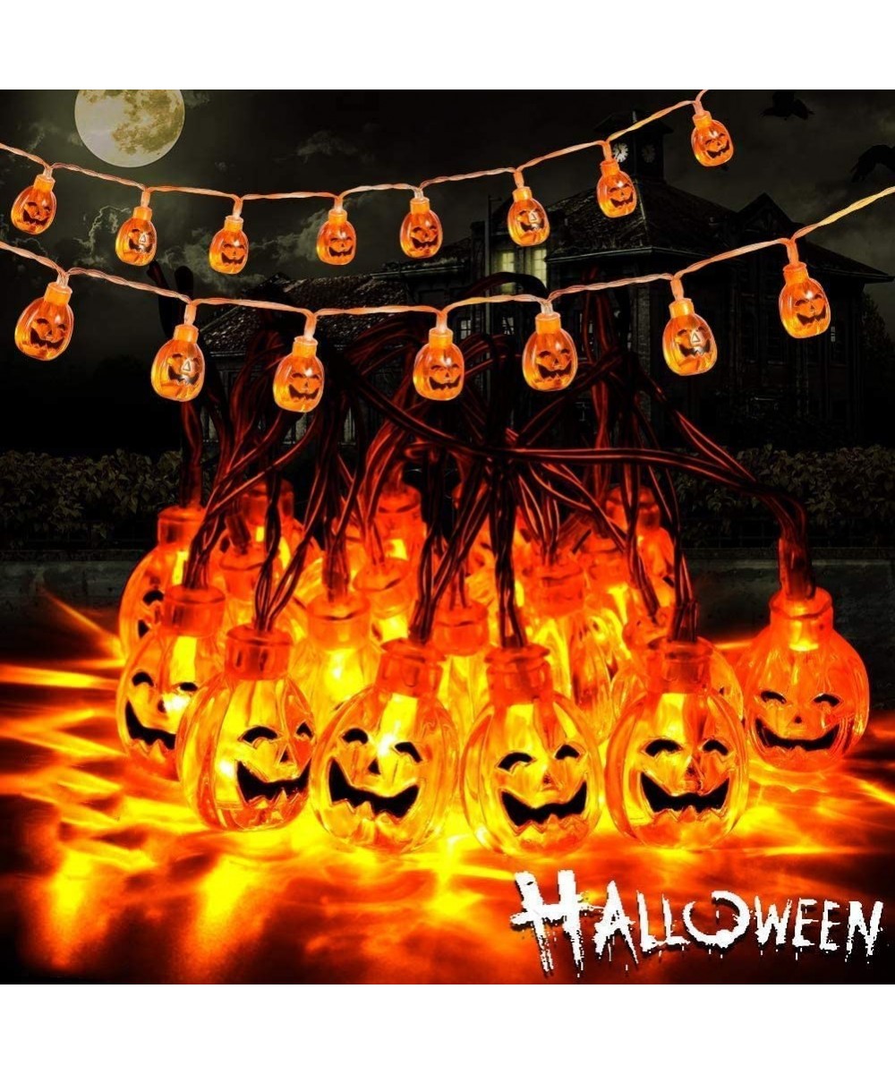 Halloween Decor Pumpkin String Lights- 13 feet 30 LEDs Battery Operated Halloween Light- Outdoor Halloween Decoration for Pat...