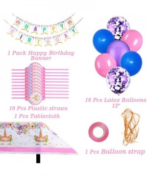 Unicorn Birthday Party Supplies Decorations Set- Serves 10- Unicorn Birthday Packs Includes Flatware- Spoons- Forks- Plates- ...