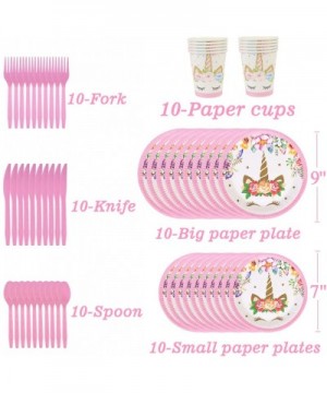 Unicorn Birthday Party Supplies Decorations Set- Serves 10- Unicorn Birthday Packs Includes Flatware- Spoons- Forks- Plates- ...