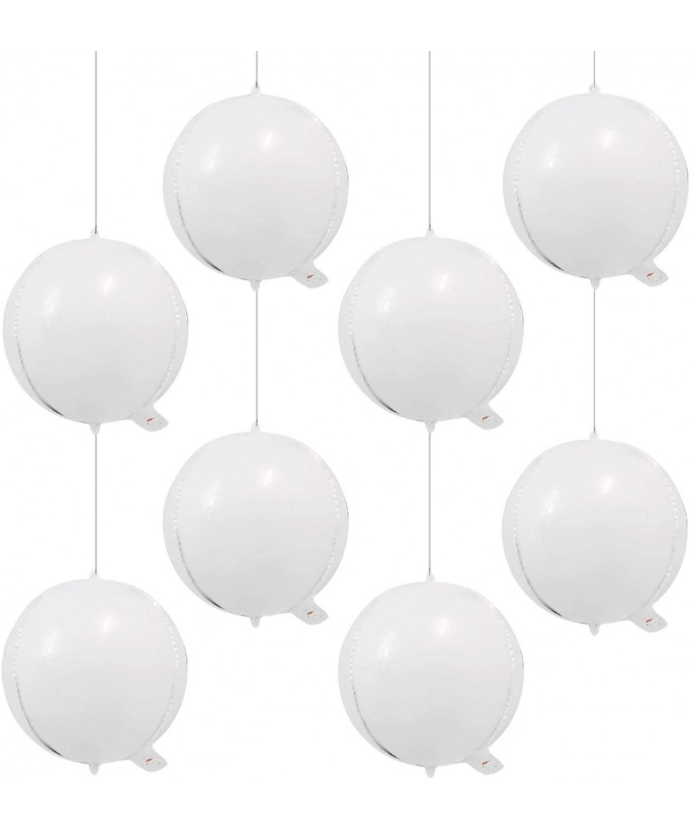 Hangable 8 Count 7" White 4D Large Round Sphere Aluminum Foil Balloon Mirror Metallic Silver Balloon Birthday Party Wedding B...