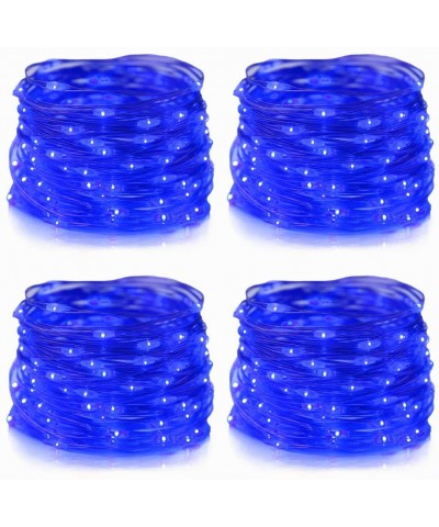 Set of 4 Mini Blue LED Fairy Lights Battery Operated Christmas Lights 20 ft 60 LEDs Copper Wire Twinkle Fairy Lights Chanukah...