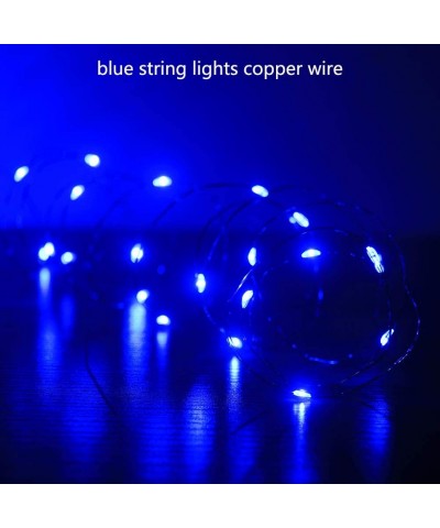 Set of 4 Mini Blue LED Fairy Lights Battery Operated Christmas Lights 20 ft 60 LEDs Copper Wire Twinkle Fairy Lights Chanukah...