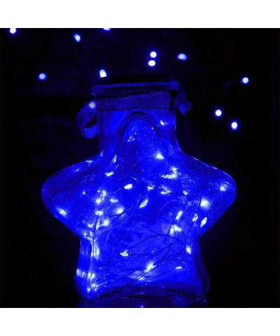 Set of 4 Mini Blue LED Fairy Lights Battery Operated Christmas Lights 20 ft 60 LEDs Copper Wire Twinkle Fairy Lights Chanukah...