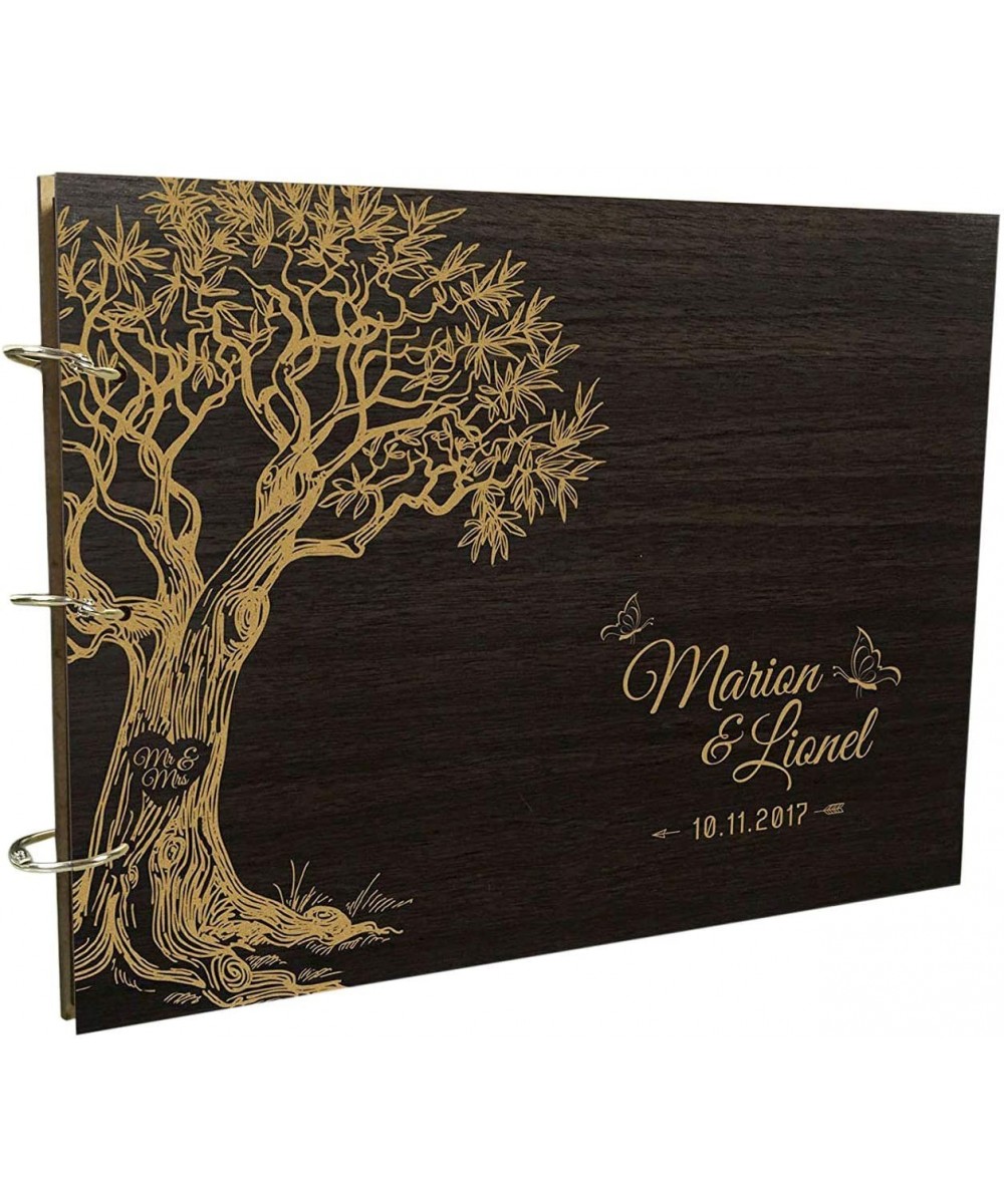 Rustic Wedding Wood Engraved Bride & Groom Guestbook Photo Album Custom Tree Scrapbook - Brown (Design6) - CO1833O02G2 $41.43...