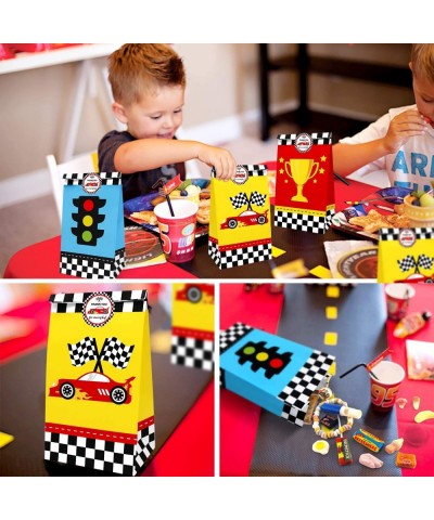 24 Pack Race Car Party Treat Bags with Thank You Stickers- Racing Pit Crew Goody Gift Bags for Let's Go Racing Party Supplies...