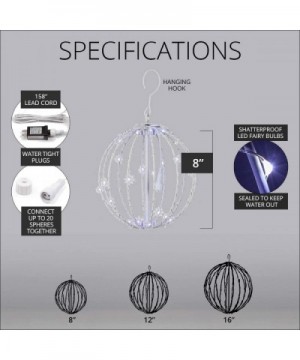 8" LED Fairy Light Ball - Indoor/Outdoor Fairy Lights Decoration with Fairy Mini Lights- Sphere Light Fold Flat Metal Frame (...