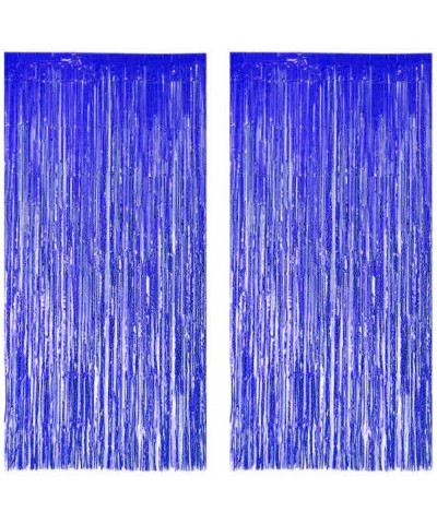 Foil Fringe Curtains Metallic Tinsel Blue Fringe Curtain Photo Booth Backdrop Curtains Decoration for Christmas New Years Eve...