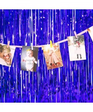 Foil Fringe Curtains Metallic Tinsel Blue Fringe Curtain Photo Booth Backdrop Curtains Decoration for Christmas New Years Eve...