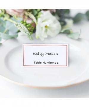 50 Pcs Rose Gold Foil Border Place Cards Name Tags Seating Cards Blank Place Cards White Cards Reserved Cards Perfect for Wed...