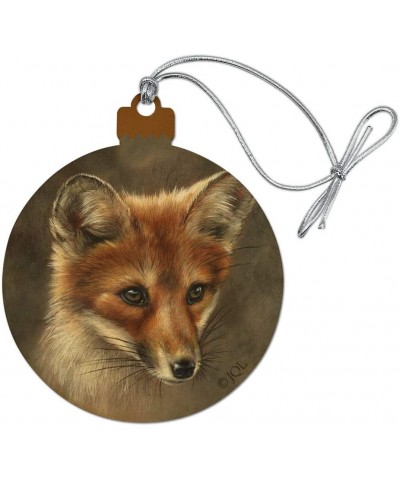 Red Fox Kit Portrait Wood Christmas Tree Holiday Ornament - CR18EGSK0KN $6.68 Ornaments