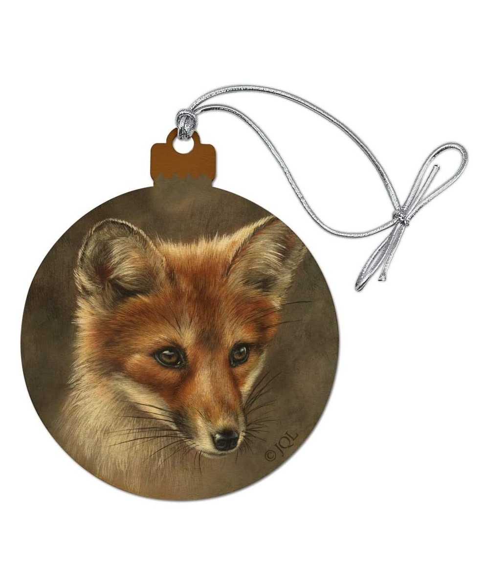 Red Fox Kit Portrait Wood Christmas Tree Holiday Ornament - CR18EGSK0KN $6.68 Ornaments