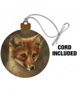 Red Fox Kit Portrait Wood Christmas Tree Holiday Ornament - CR18EGSK0KN $6.68 Ornaments