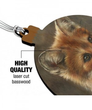 Red Fox Kit Portrait Wood Christmas Tree Holiday Ornament - CR18EGSK0KN $6.68 Ornaments