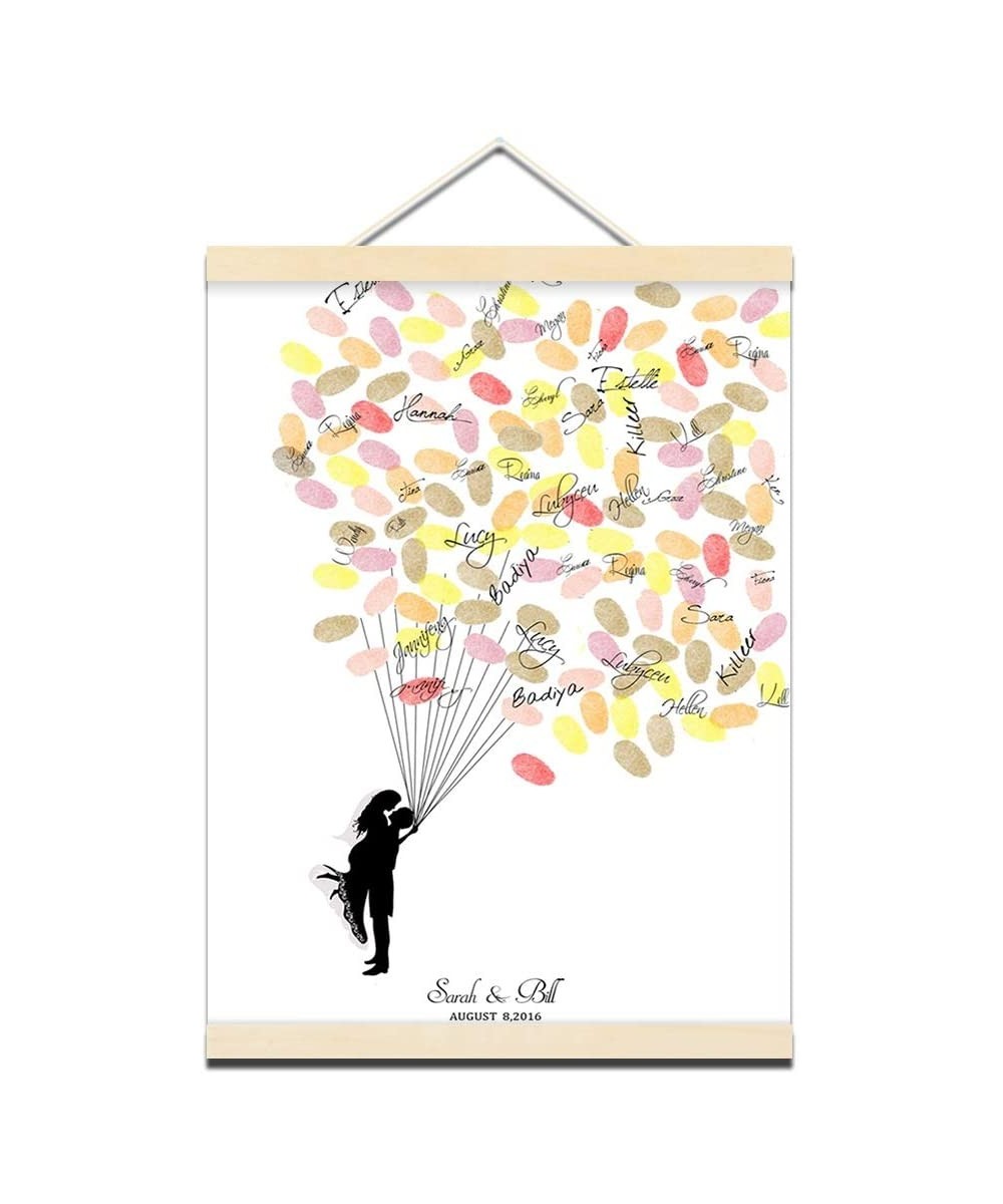 DIY Wedding Guest Book Alternative Fingerprint Wedding Tree Lovebirds Guests Book with Inkpad Thumbprint Attendance Engagemen...