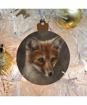 Red Fox Kit Portrait Wood Christmas Tree Holiday Ornament - CR18EGSK0KN $6.68 Ornaments