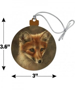 Red Fox Kit Portrait Wood Christmas Tree Holiday Ornament - CR18EGSK0KN $6.68 Ornaments