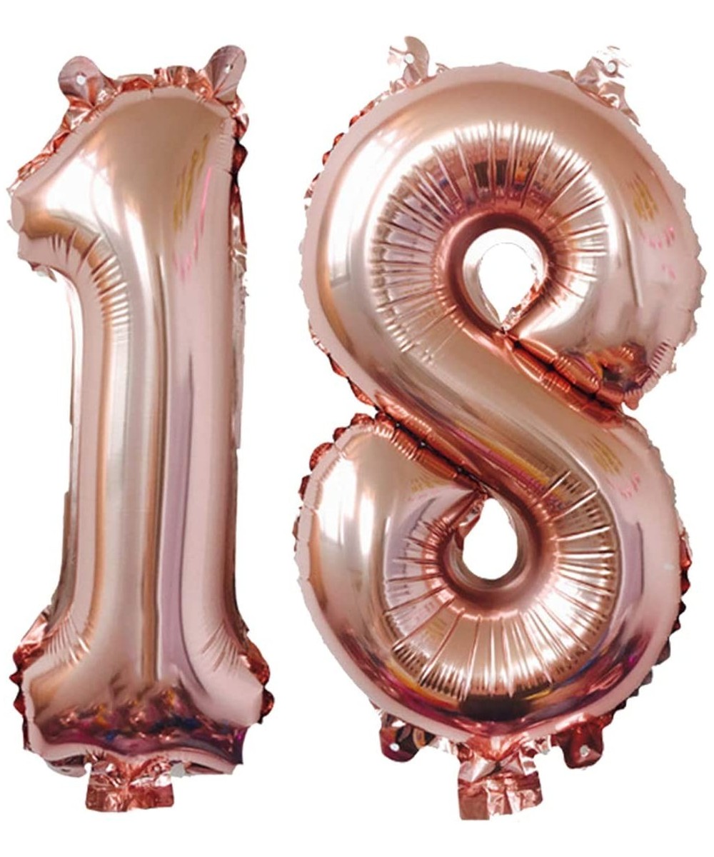 18th Birthday Balloon Decorations Number Party Balloons- 2 pcs 1" and 8" Foil Helium Balloons for 18 th Birthday Party (Roseg...