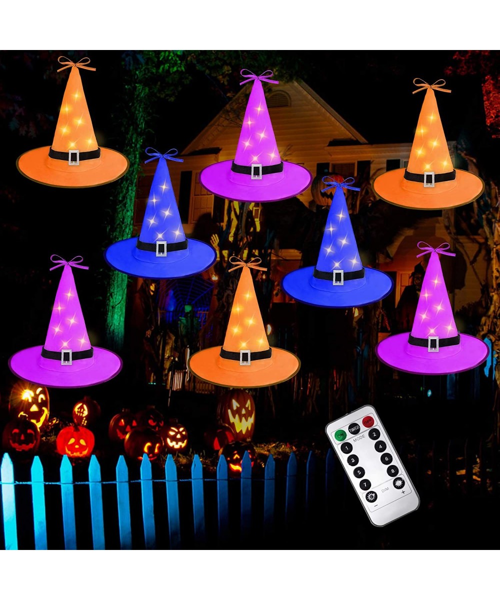 NO DIY Halloween Witch Hat String Lights Decorations 8Pcs- 8 Modes Halloween Décor for Outdoor- Yard- Indoor- Tree(Purple/Ora...