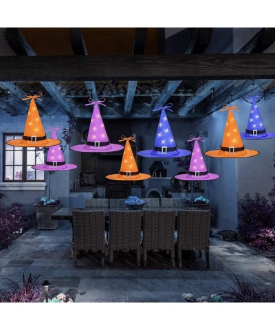 NO DIY Halloween Witch Hat String Lights Decorations 8Pcs- 8 Modes Halloween Décor for Outdoor- Yard- Indoor- Tree(Purple/Ora...