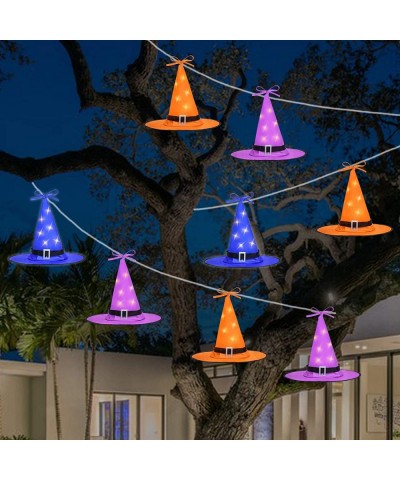 NO DIY Halloween Witch Hat String Lights Decorations 8Pcs- 8 Modes Halloween Décor for Outdoor- Yard- Indoor- Tree(Purple/Ora...