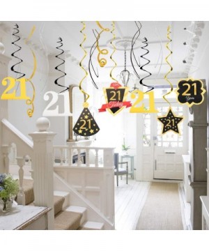 21 Birthday Decoration Happy 21st Birthday Party Silver Black Gold Foil Hanging Swirl Streamers I'm Twenty-one Years Old Toda...