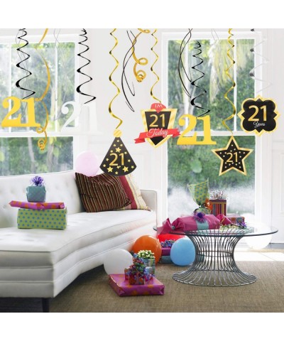 21 Birthday Decoration Happy 21st Birthday Party Silver Black Gold Foil Hanging Swirl Streamers I'm Twenty-one Years Old Toda...