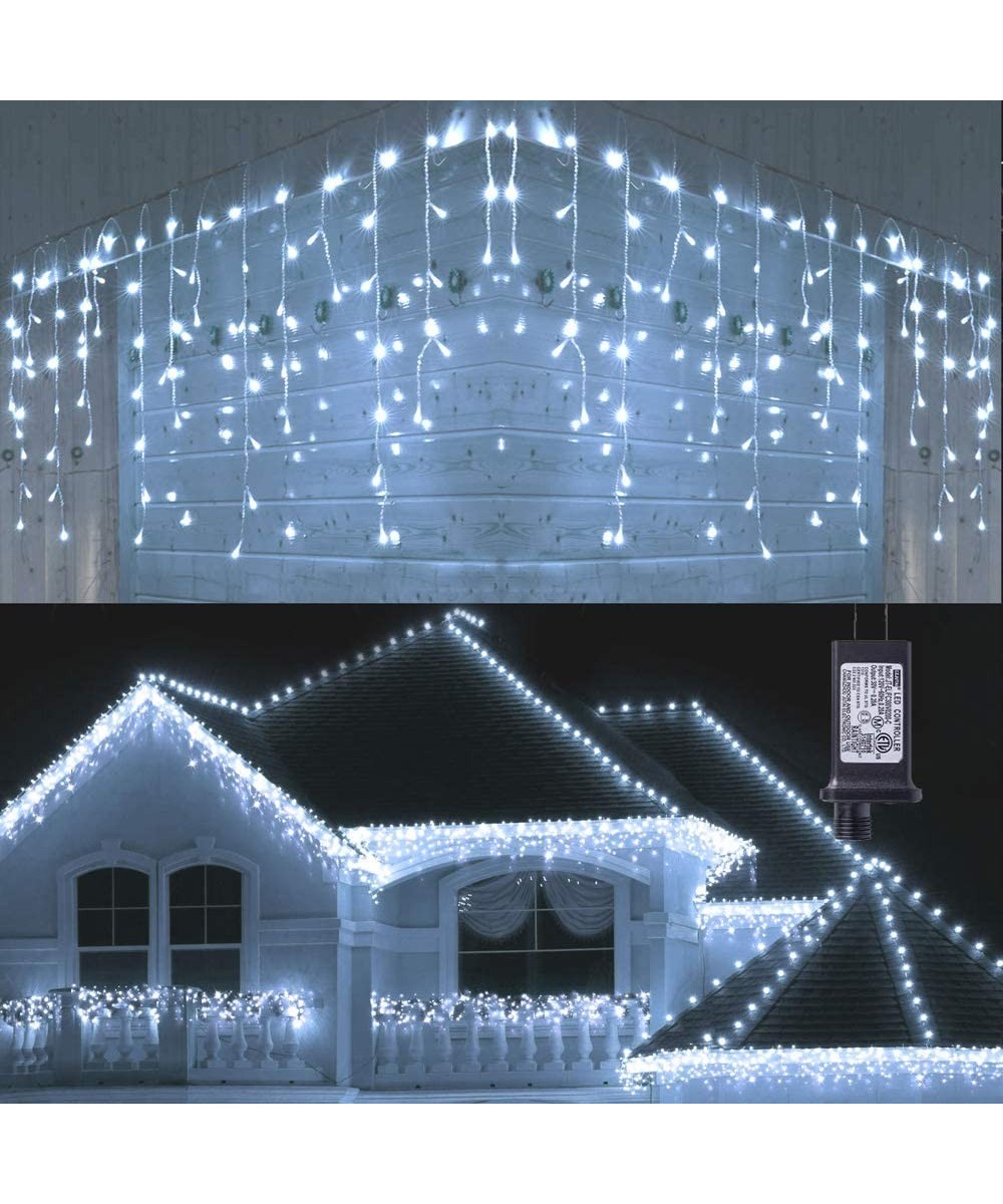 LED Icicle Lights- 360 LED- 29.5ft- 8 Modes- Window Curtain Fairy Lights with 60 drops- Led Christmas Lights- Icicle Fairy Tw...