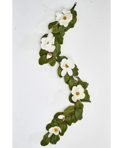76" Magnolia W/ 7 Flowers Garland- Green-White - CJ18MHX3K46 $36.27 Garlands