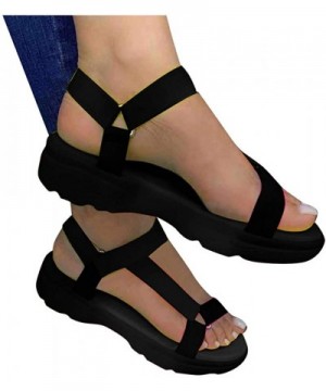 Platform Sandals for Women Rainbow Sandals Open Toe Ankle Strap Platform Flat Sandals Wedge Heel Colorblock Sandals - Za-blac...