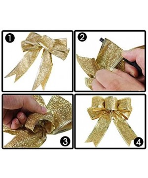 12 Pieces Glitter Christmas Bows Christmas Wreath Bow Christmas Tree Ornaments Bows for Christmas Party Decoration (Gold) - G...